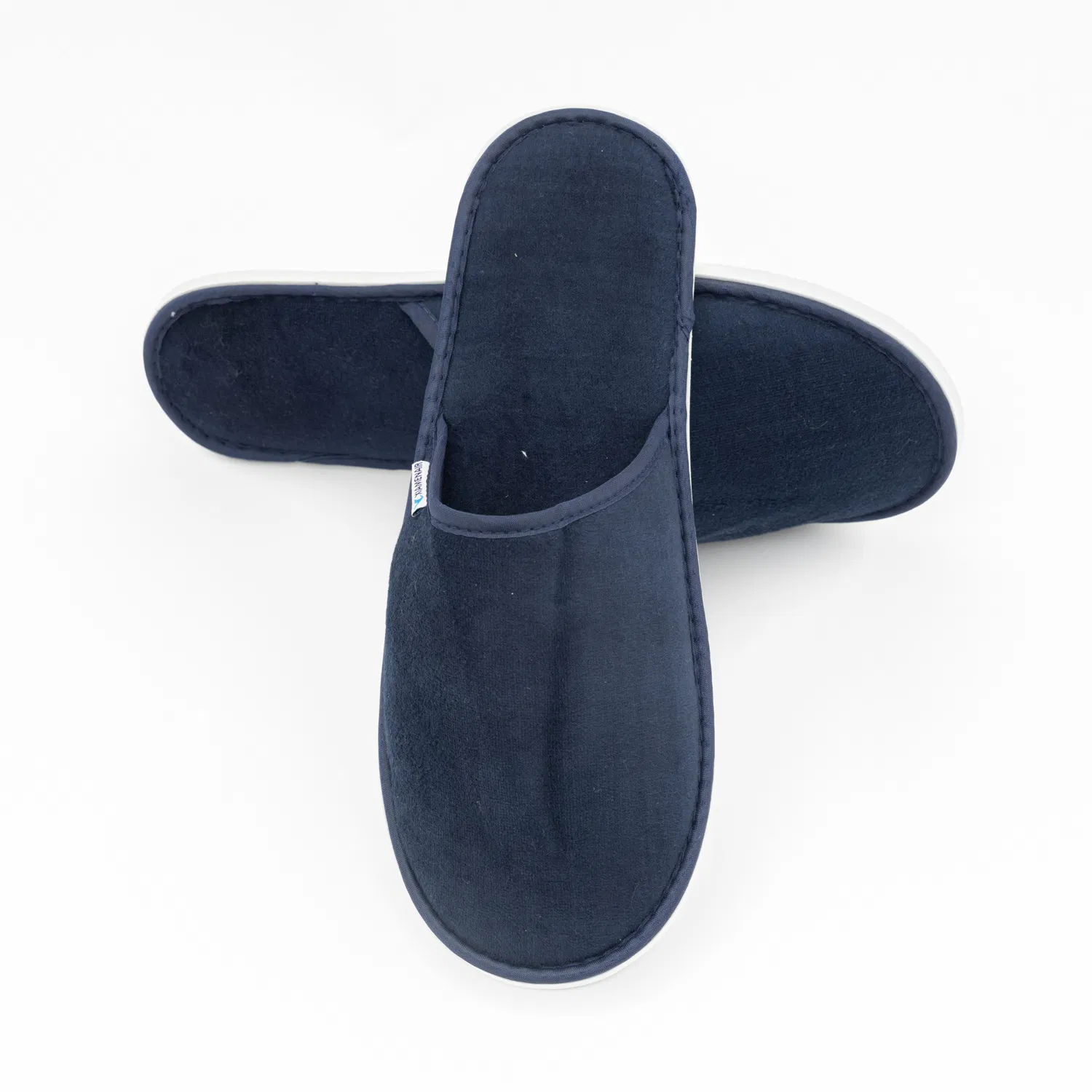 Cotton Velour Disposable Customized Hotel Slippers with Embroidered Logo