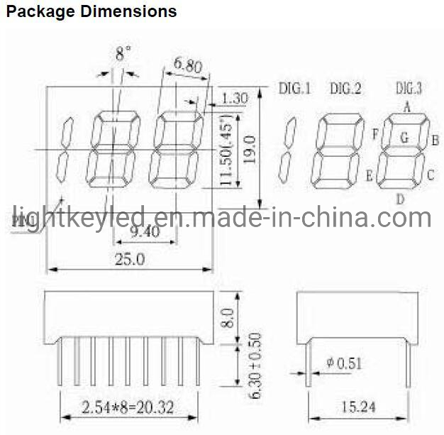 0.45 Inch 3 Digit 7 Segment LED Display