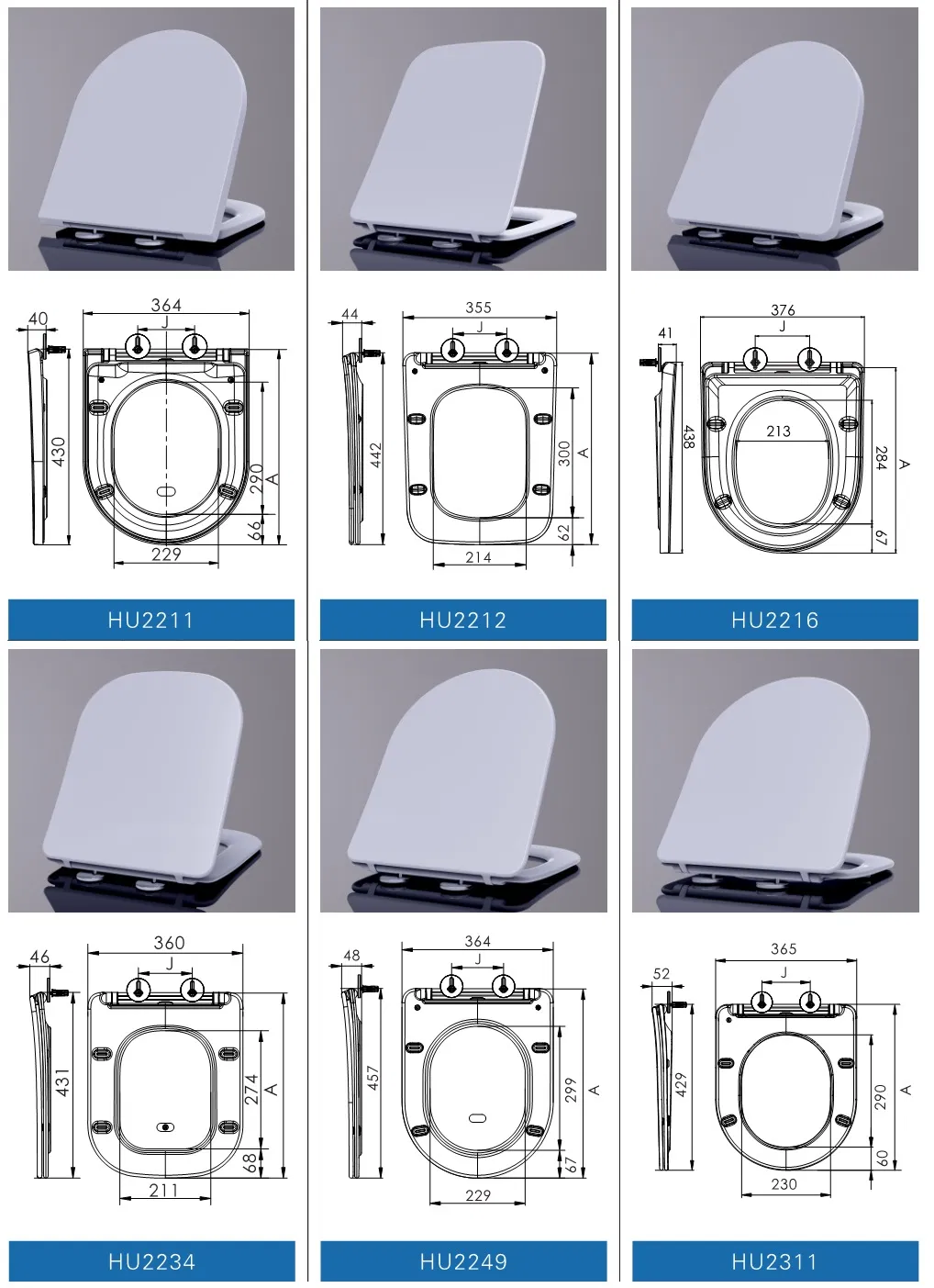 Hu2411 White UF Toilet Seat Cover, D Shape Toilet Seats