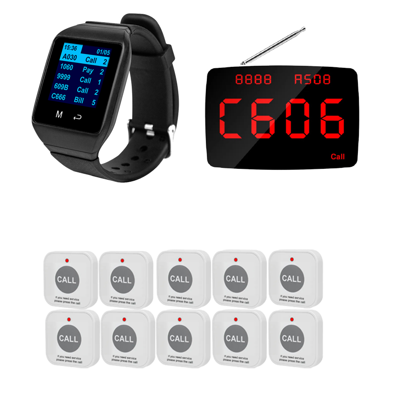 Transmitter Receiver with 3 Watch Receivers Table Call Buttons for Fast Food