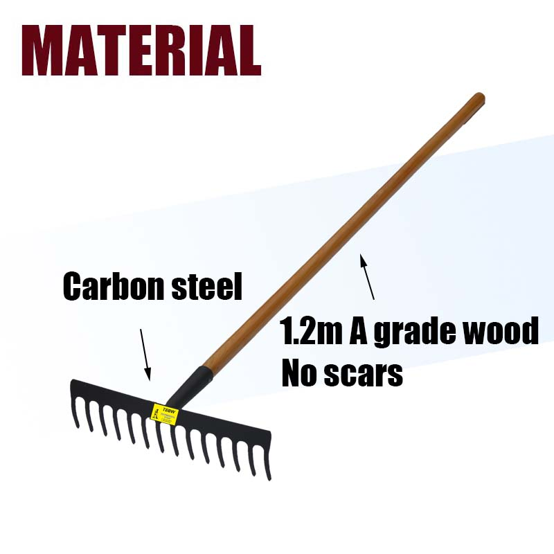 R106 Long Wooden Handle Farming Digging Garden Steel Rake