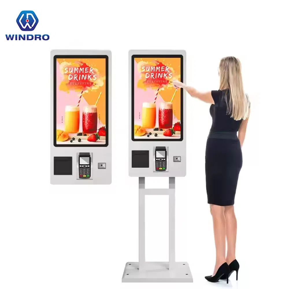 Self Order Kiosk 24 27 32 Inch Kfc Mcdonald Fast Food Full HD LCD Screen Order Payment Terminal Thermal Printer Order Kiosk