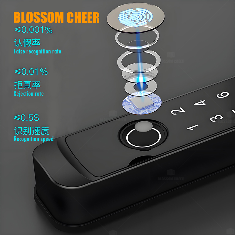 Electronic Waterproof Short Handle Broken Bridge Aluminum Slender Smart Lock