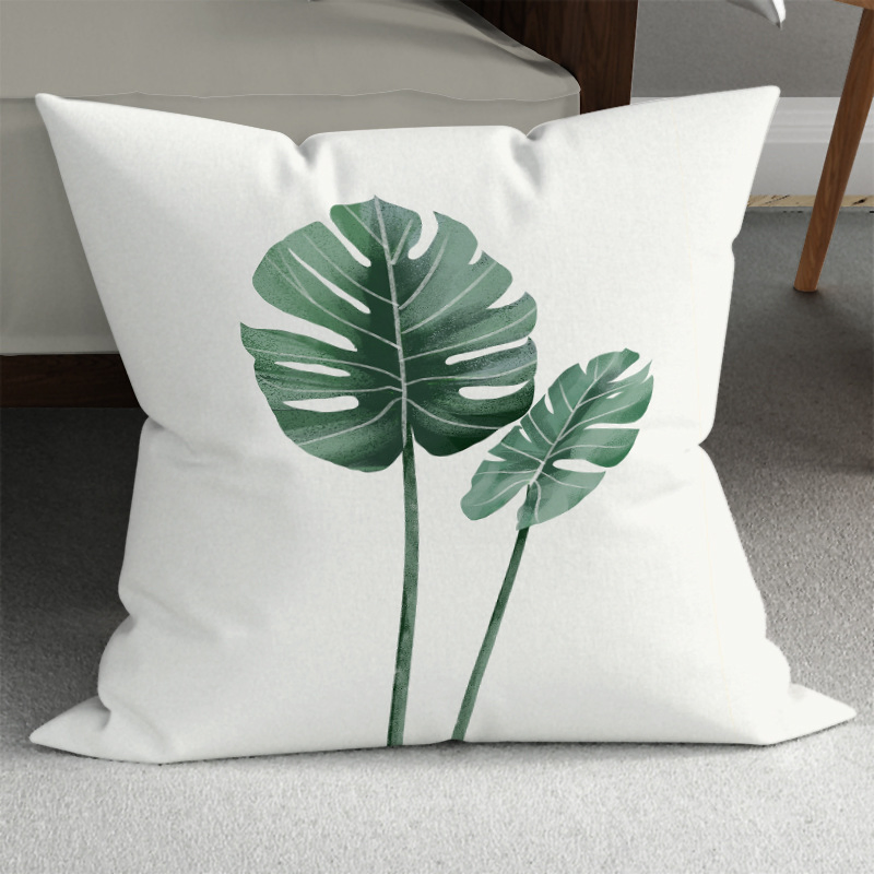 Hand-Painted Modern Flower Leaves Sofa Decoration Watercolor Plant Pillow Minimalist Room Cushion Cover Pillowcase