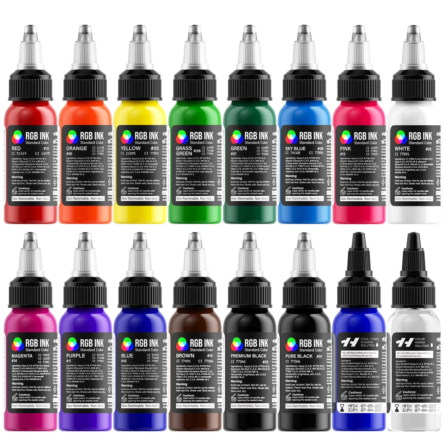 30ml/1oz 16 Colors Tattoo Ink Set Pigments Long Lasting Cheap Tattoo Ink