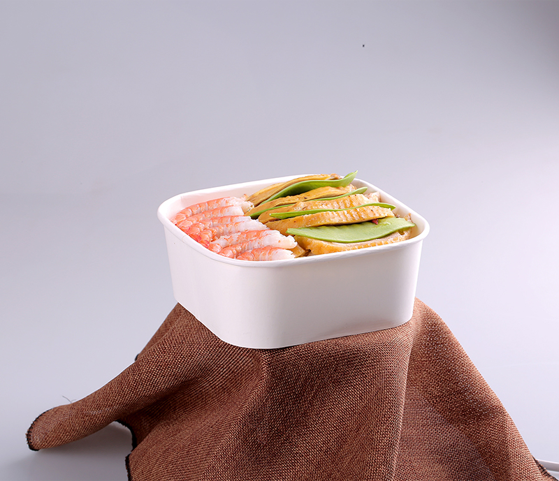 Customizable Square Paper Bowls, Eco-Friendly Disposable for Takeout Food