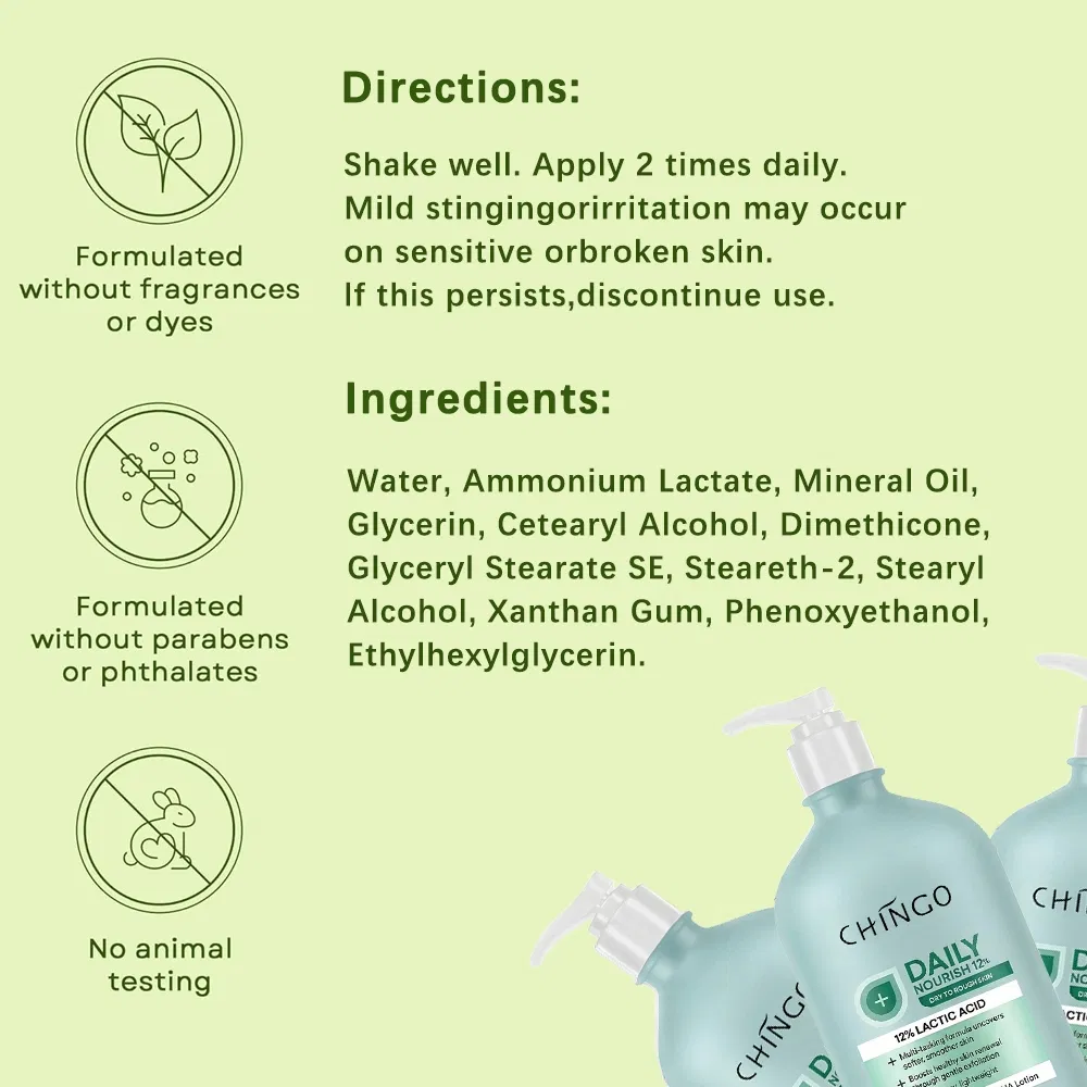 Exfoliating Moisturizing Brightening Smoothing Lactic Acid Daily Body Lotion for Rough Dry