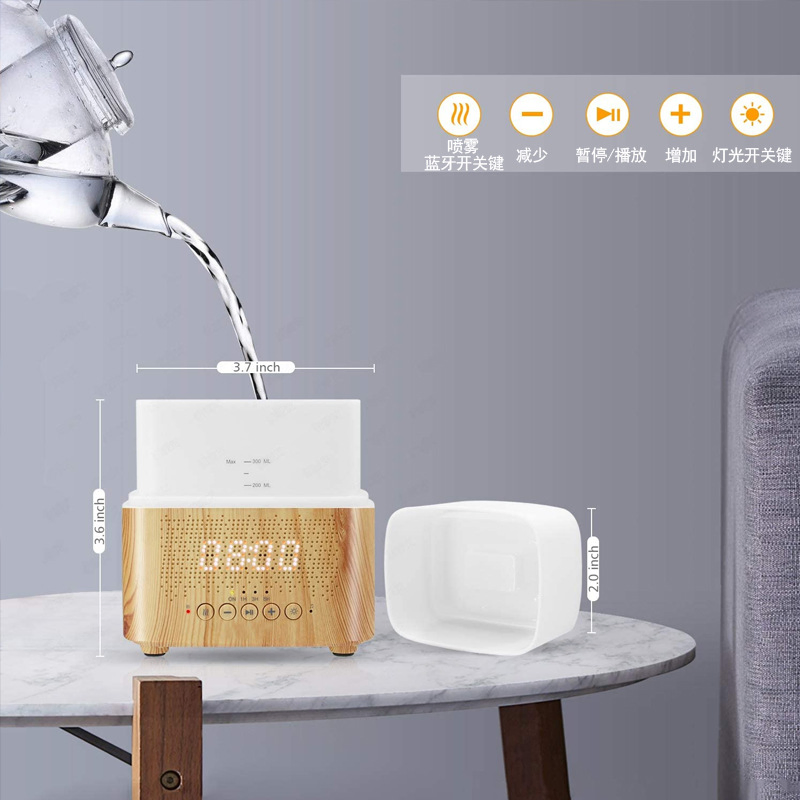 300ml Aromatherapy Essential Oil Diffuser Humidifier with Time Display LED Night Light