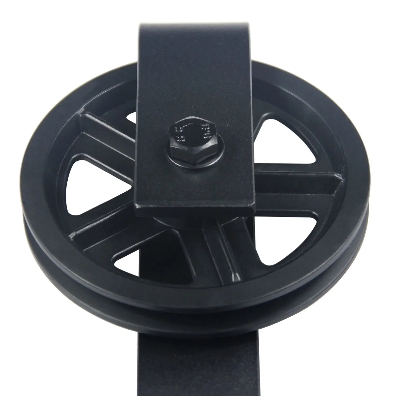 Black Wheel Matte Carbon Steel Sliding Barn Door Hardware Track Kit