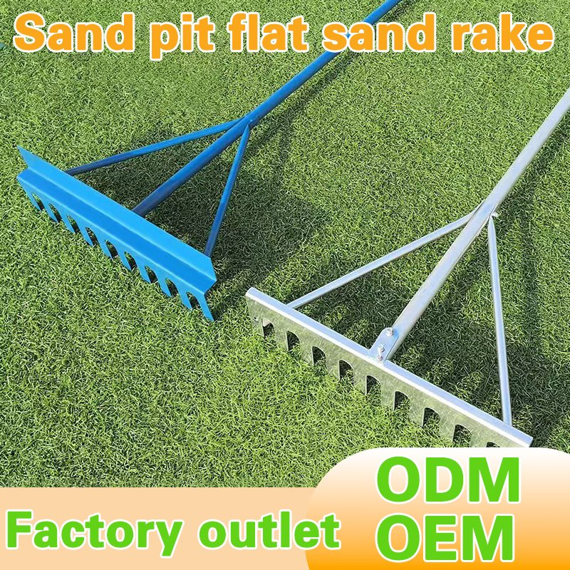 Hot Sale Steel Handle Serrated Rake Head Sand Pit Flat Sand Rake