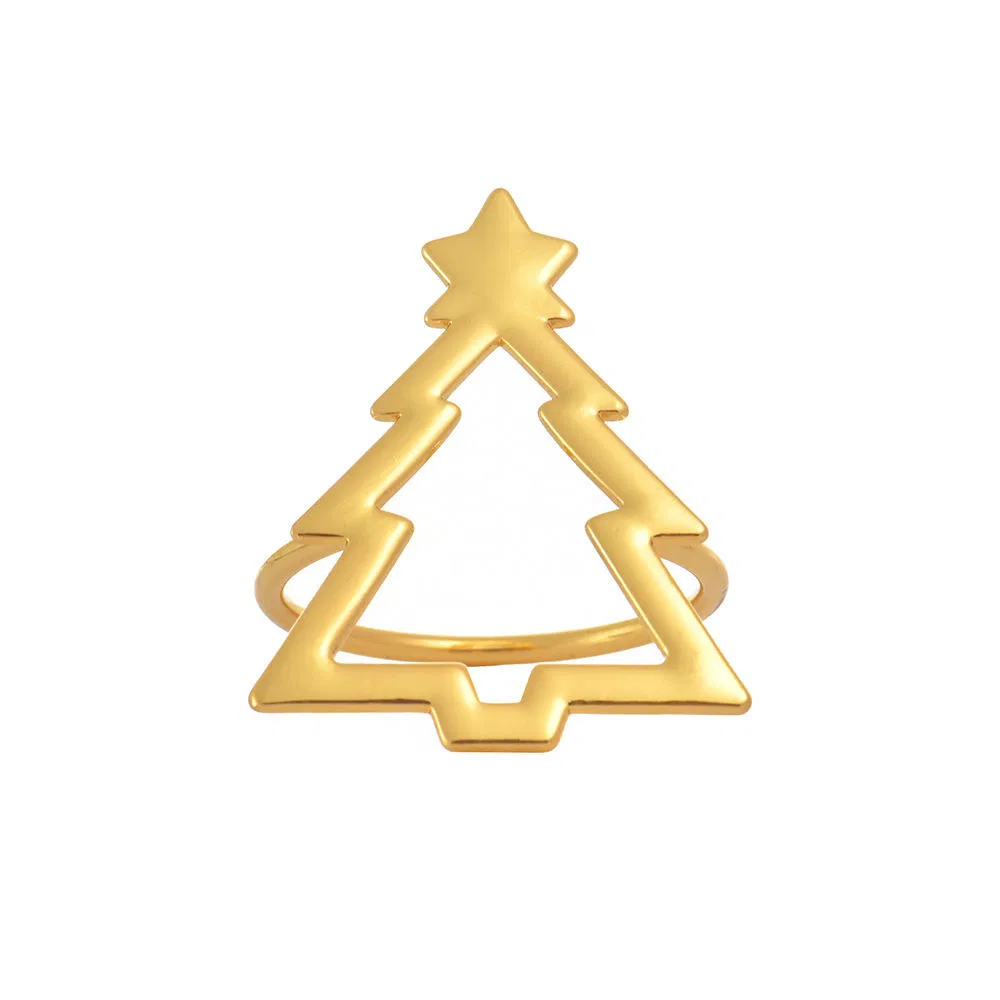 Gold Christmas Tree Napkin Ring Hotel Metal Table Setting