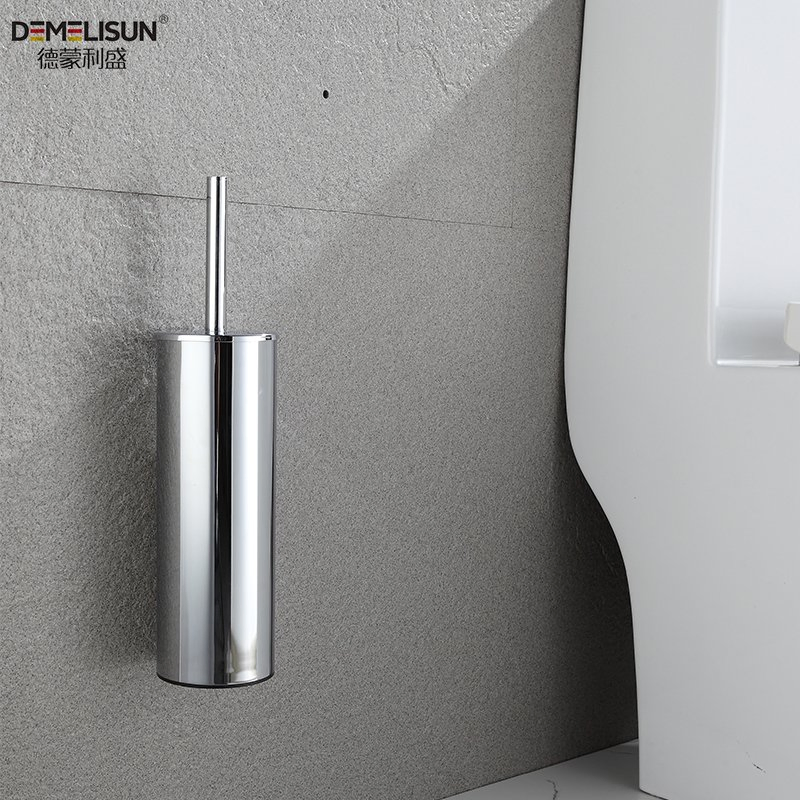 Wall Mounted Bathroom Stainless Steel Polish Finished Round Toilet Brush Holder