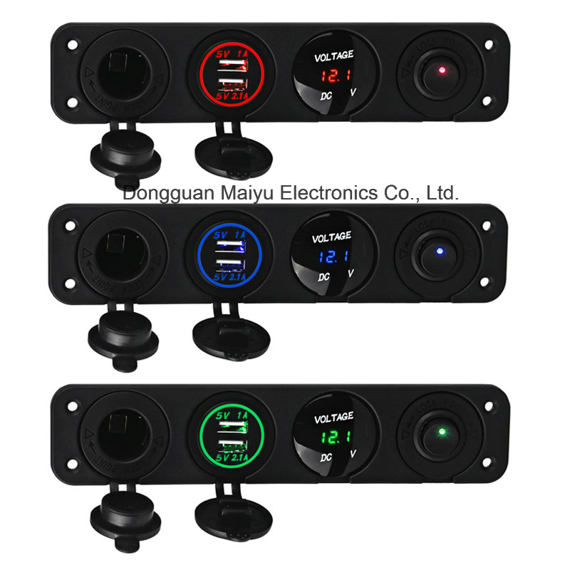 Dual USB Car Charger with Voltmeter