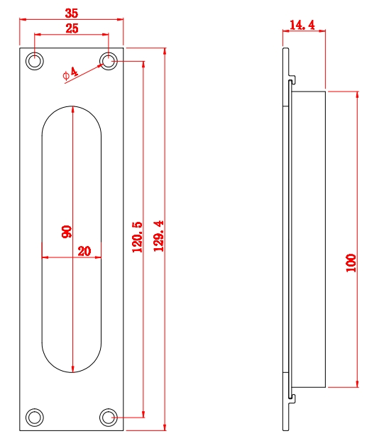 Sliding Door Flush Pull Handle Aluminum Alloy Handle