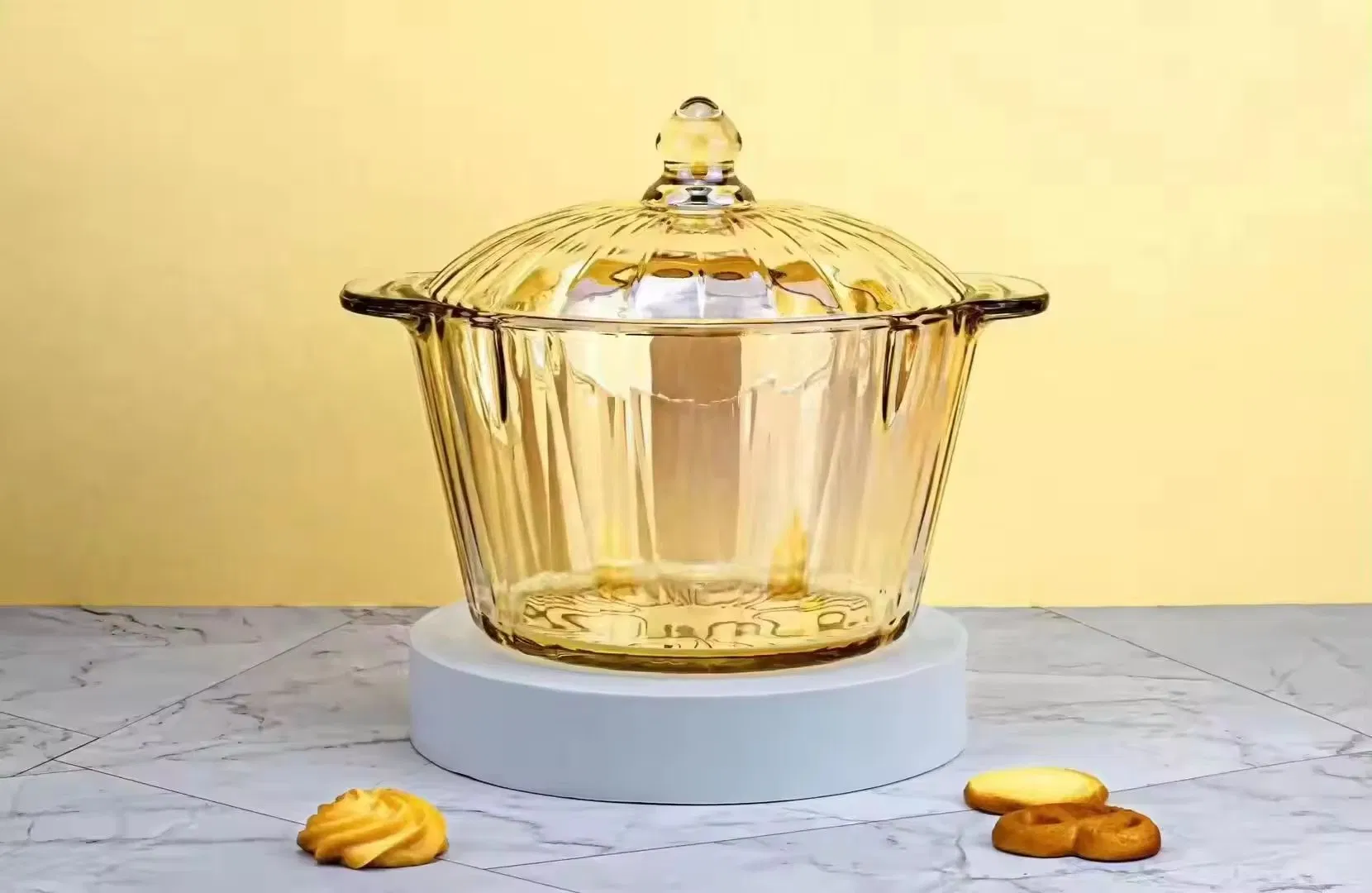 Premium 2200ml Amber Borosilicate Glass Stew Casserole for Kitchen