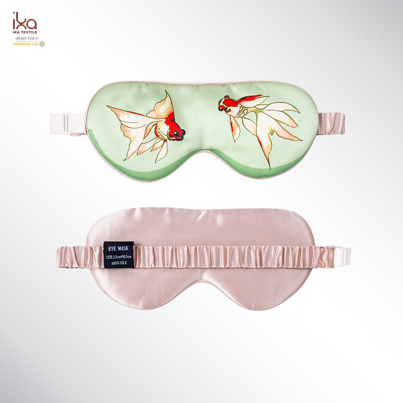 Print Wholesale Custom Weighted Cool Black Gold Blue Best Travel Sleep Adjustable Satin 6A Mulberry Silk Eye Mask for Sleeping