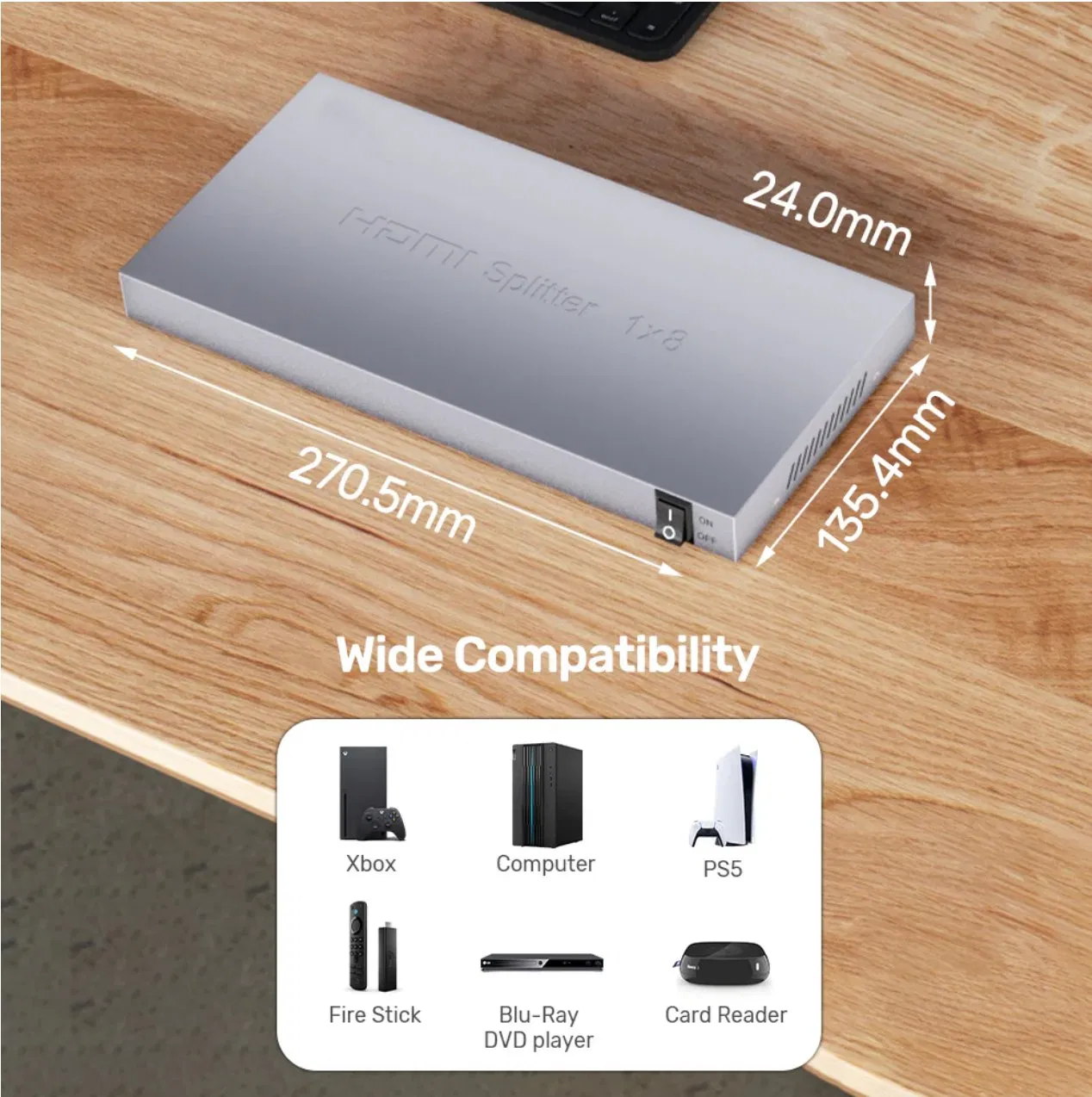 4K HDMI Splitter 1 in 8 out