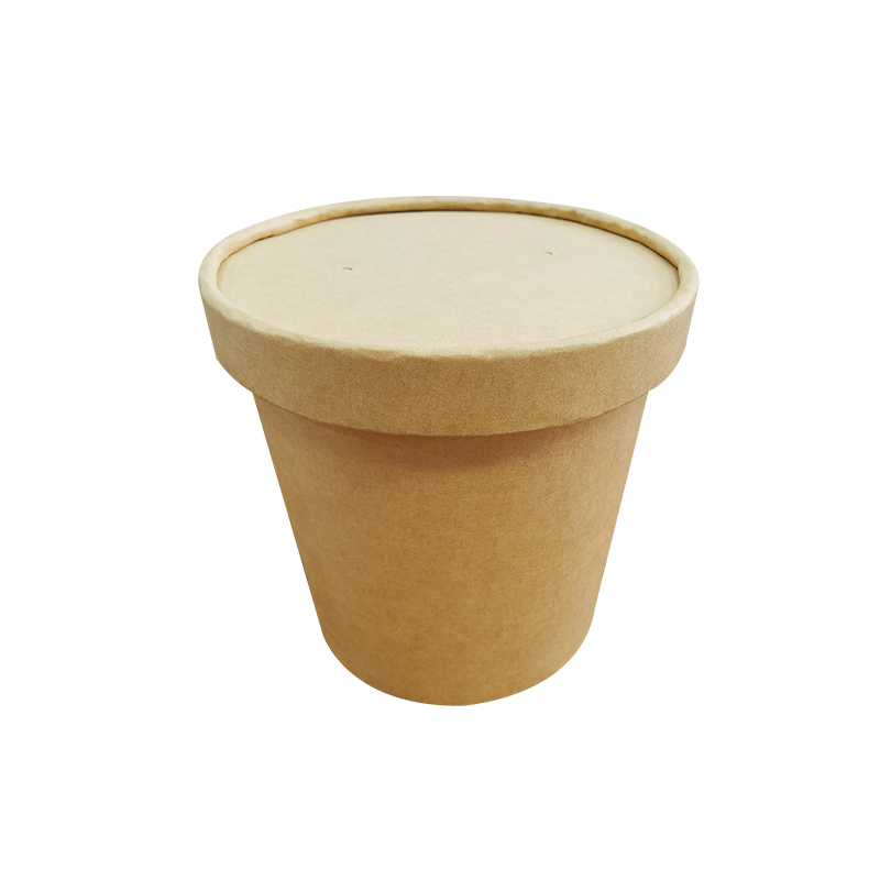 Eco Friendly Disposable Double Wall Soup Cup Kraft Paper Ice Cream Cup Packaging Paper Bowl