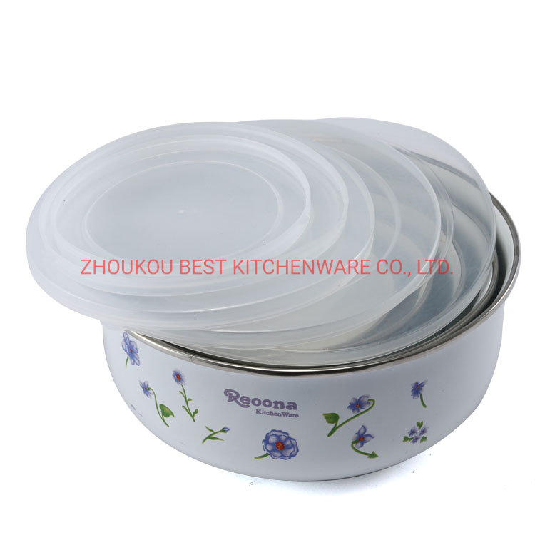 10-18cm Food Grade Salad Bowl Cookware Set Enamel Mixing Bowl Set