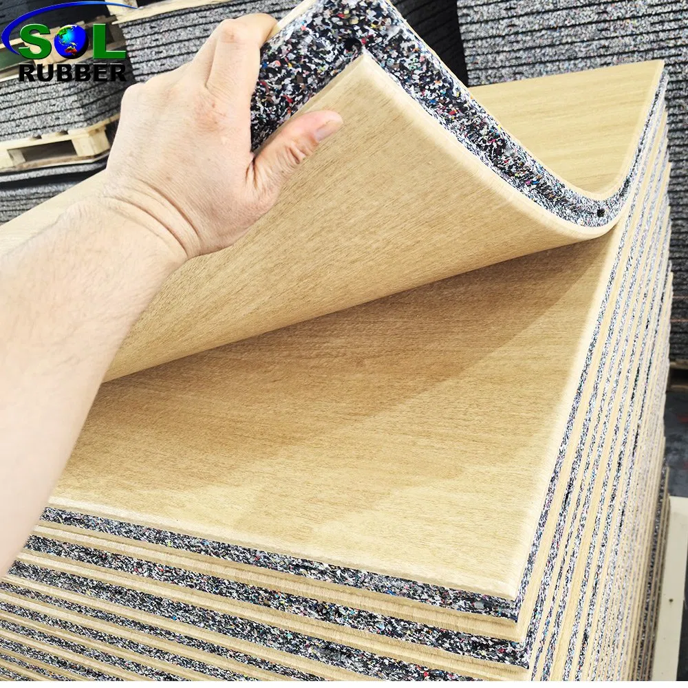 Wood Grain Wear-Resistant Commercial Gym Rubber Flooring Mat for Fitness Equipment