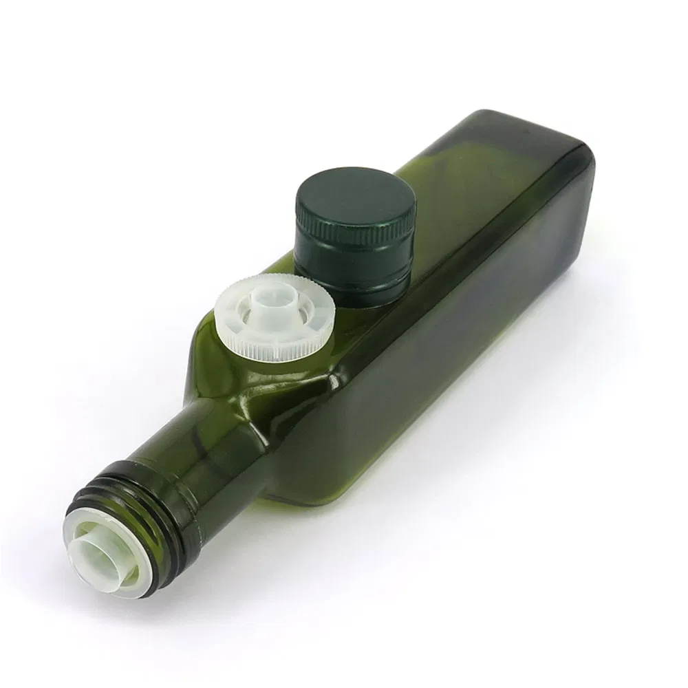Food Grade 250ml 500ml 750ml 1L Empty Square Antique Green Marasca 1 Liter Glass Bottle for Olive Oil