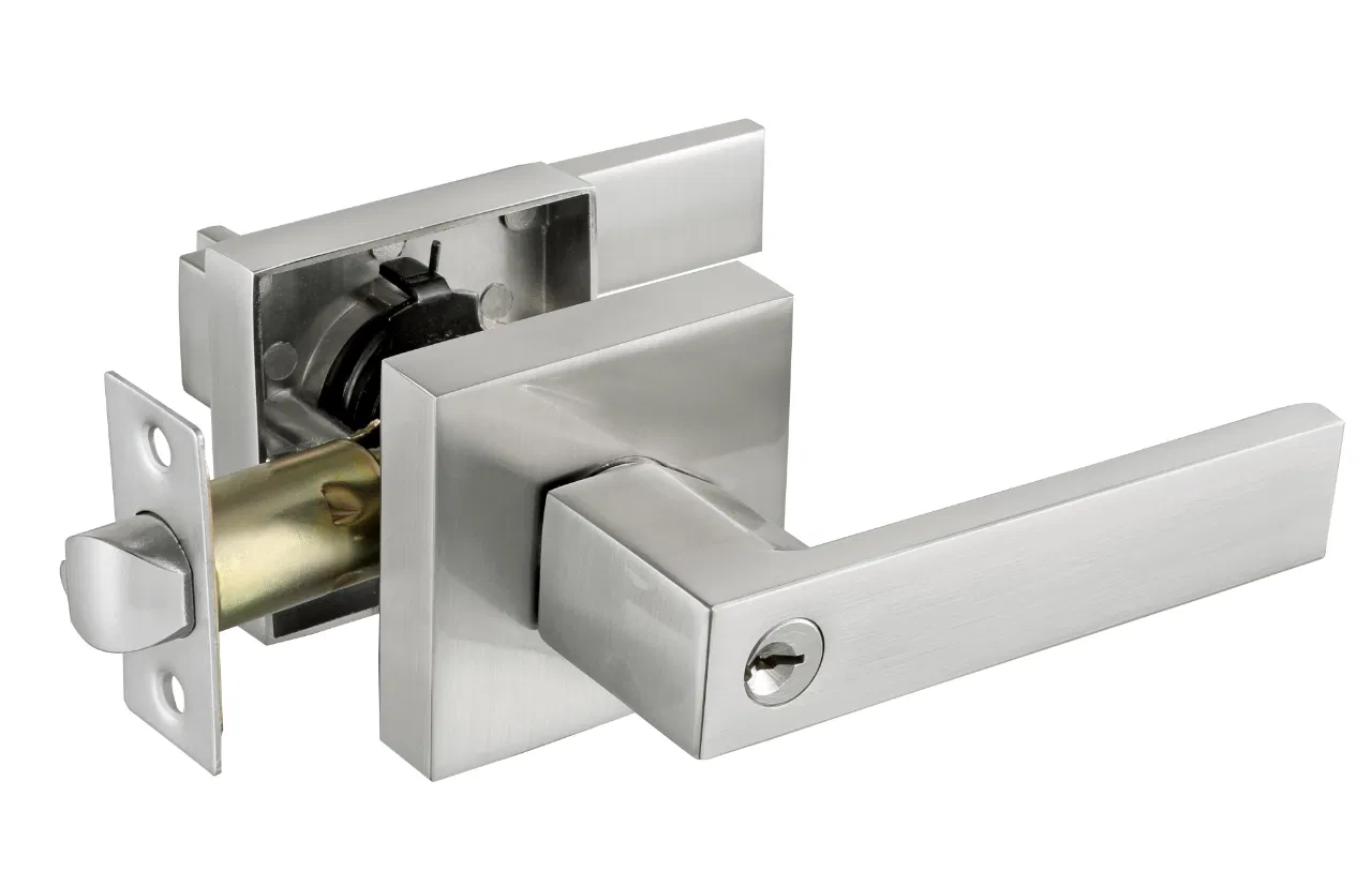 Modern Matte Black Bathroom Lock with Zinc Alloy Lever Design