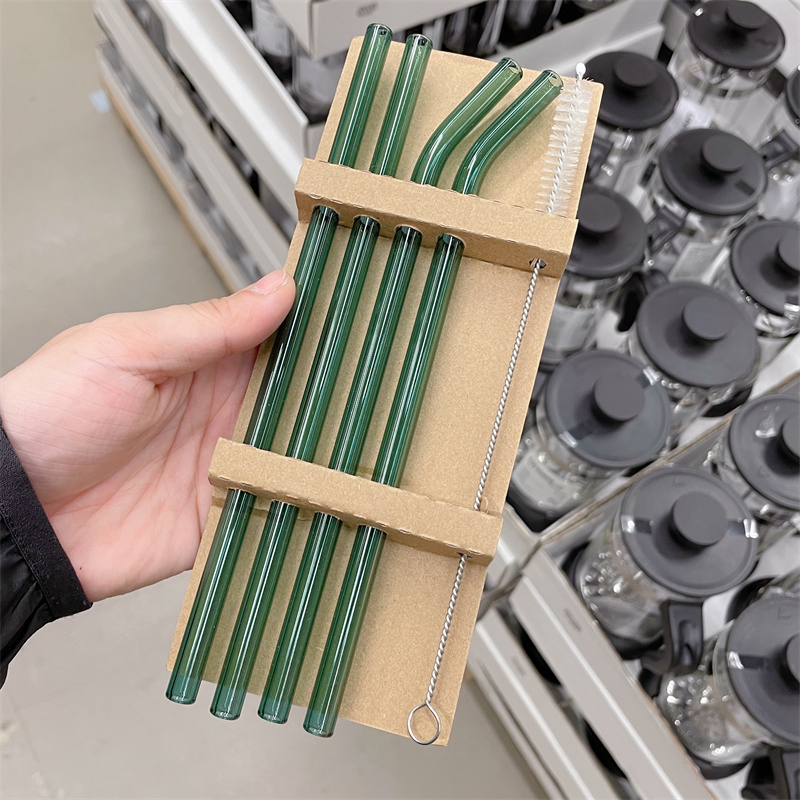 Factory Hot Sales Good Quality Colored Glass Straws and Glass Drinking Straw Sets