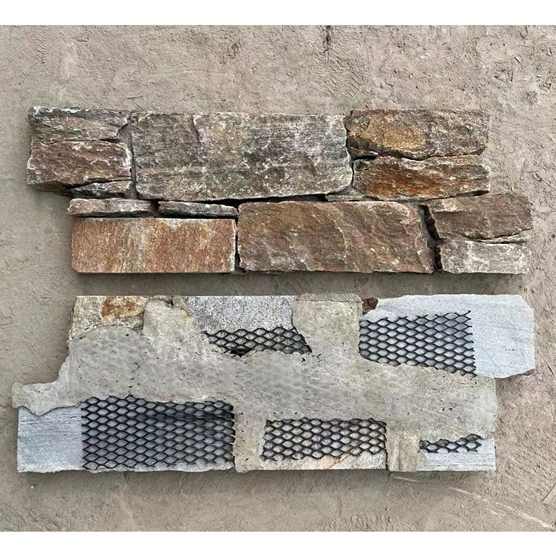 Rusty Quartz Nature Culture Stone for Home Decoration Stacked Slate Z Shape Wall Cladding for Wall Panel
