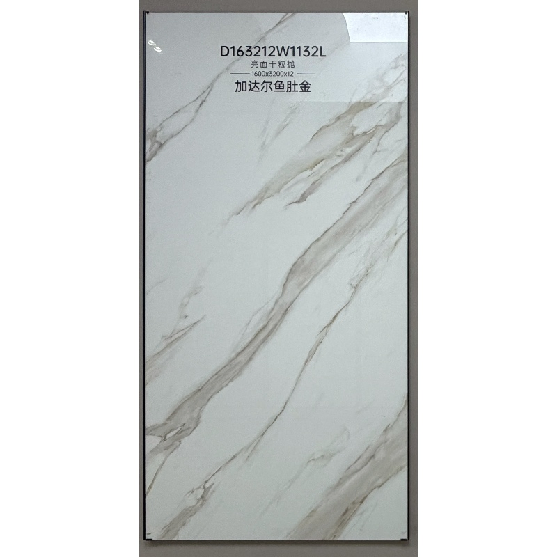 Wholesale Sintered Stone Slab Big Porcelain Tile Gadar Fish Maw Gold Polished Surface 1600*3200*12mm for Table/Countertop/Vanity/Wall Cladding/Flooring Tile