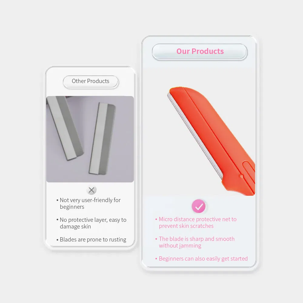Plastic Handle Single Facial Eyebrow Shaving Trimmer Face Body Dermaplaning Safety Blade Brow Razor