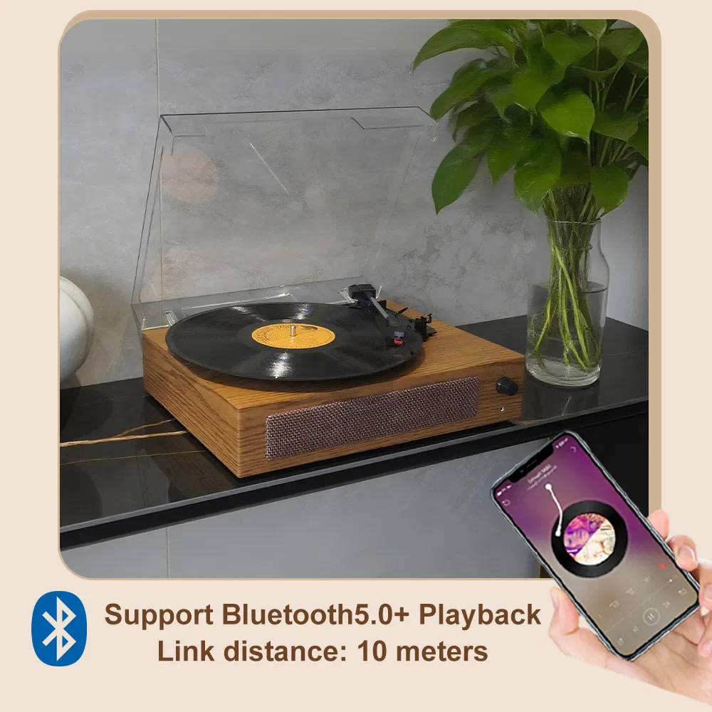 Деревянный ретро-проигрыватель с Bluetooth 5.0