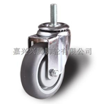 Good Quality 100mm Swivel Thread Stem Castor PU Wheels with Brake