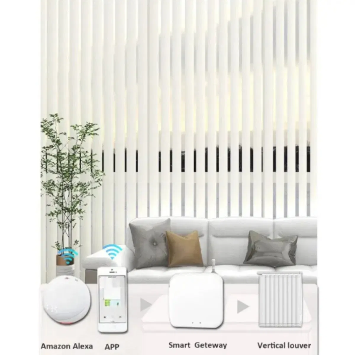Customized Size Shade Electric Blackout Motorized Window Vertical Blind for Indoor
