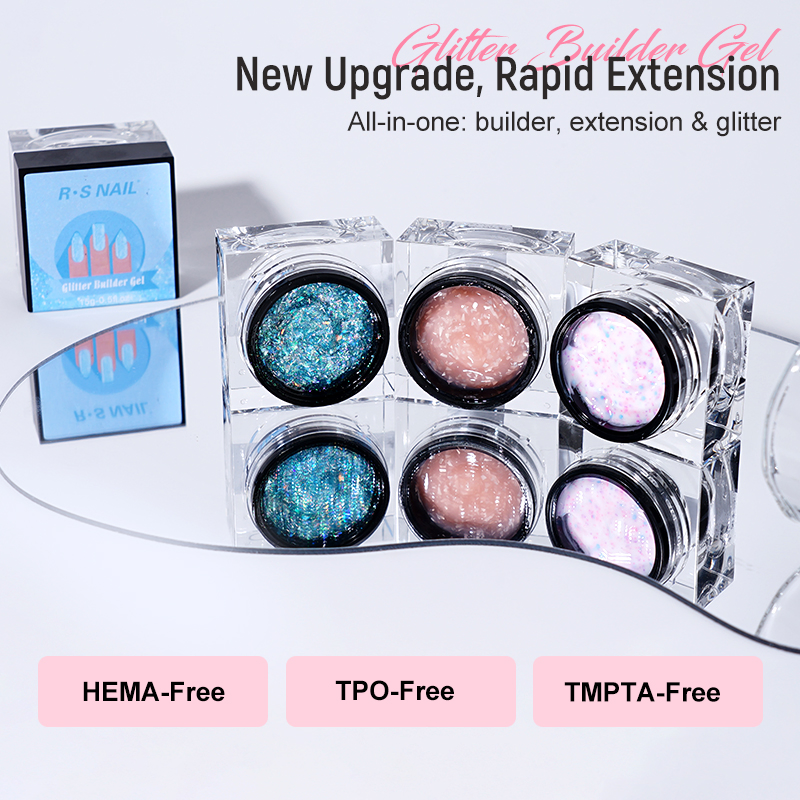 New Formula No Burn Builder Nail Extension Gel 15ml Hema Free Low Heat Self Leveling Acryl Mousse Glitter Hard Gel