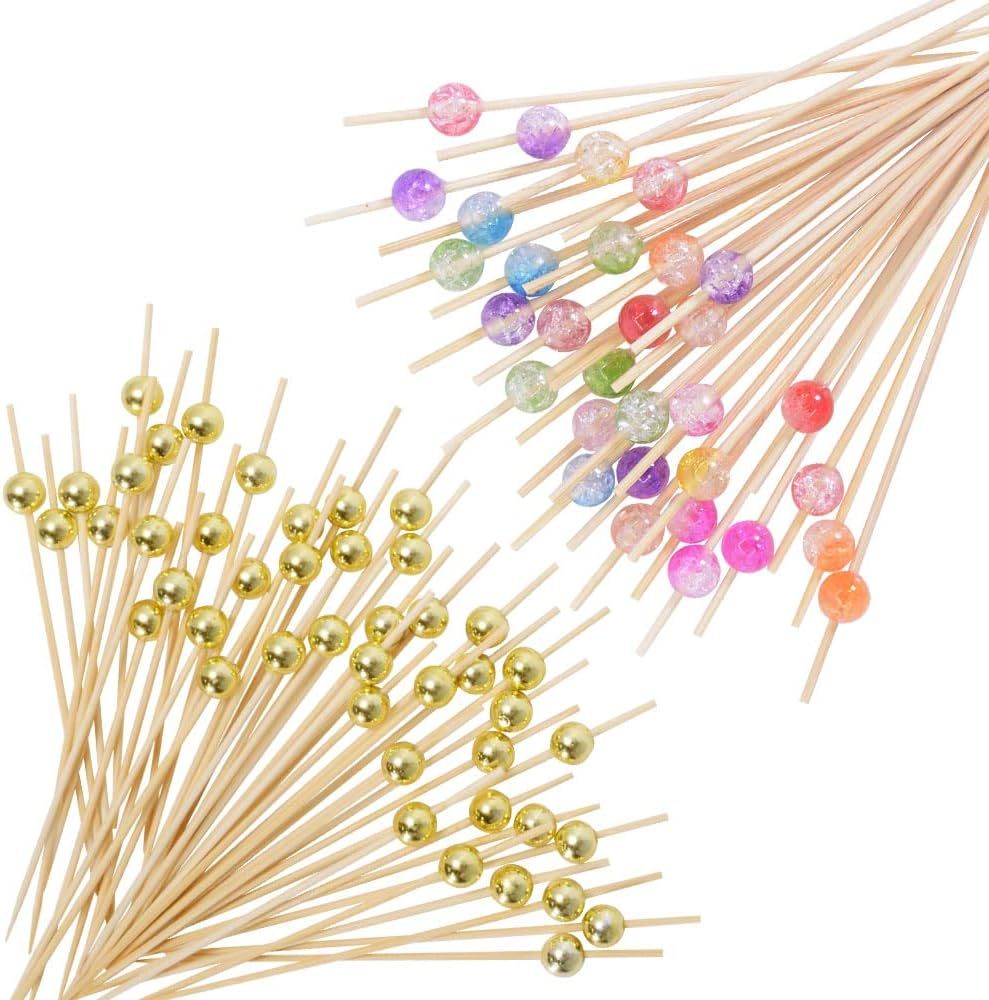 Bamboo Cocktail Picks with Tightly Braided Knot - Sturdy and Durable