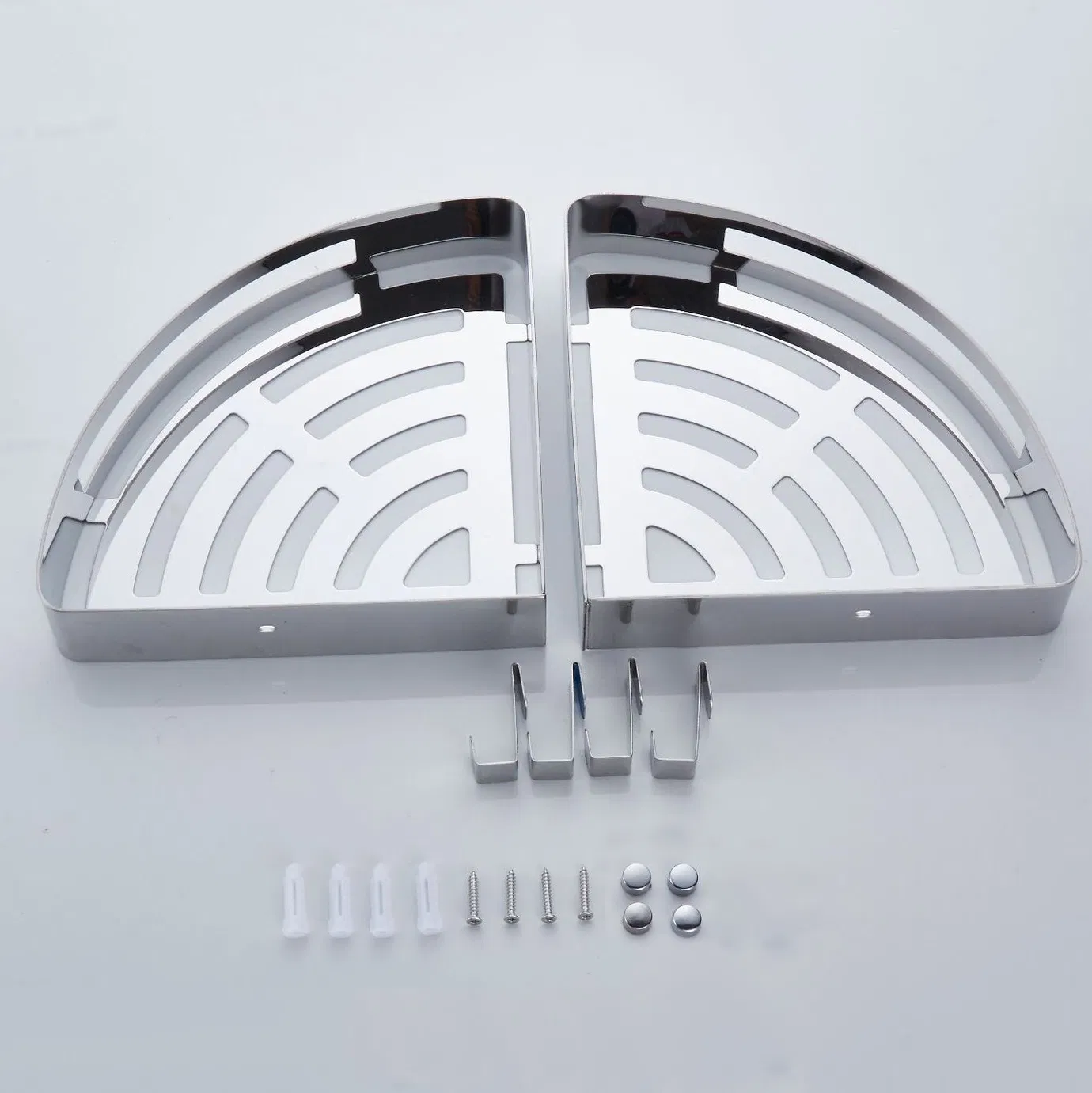 Bathroom Accessories Wall Mounted Black Silver Stainless Steel Single Tier Triangle Corner Shower Shelf