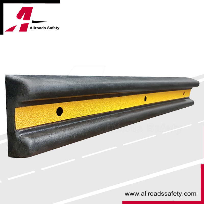 1000mm Recycled Rubber Bumper Wall Protector with Highly Reflective Yellow Stripes