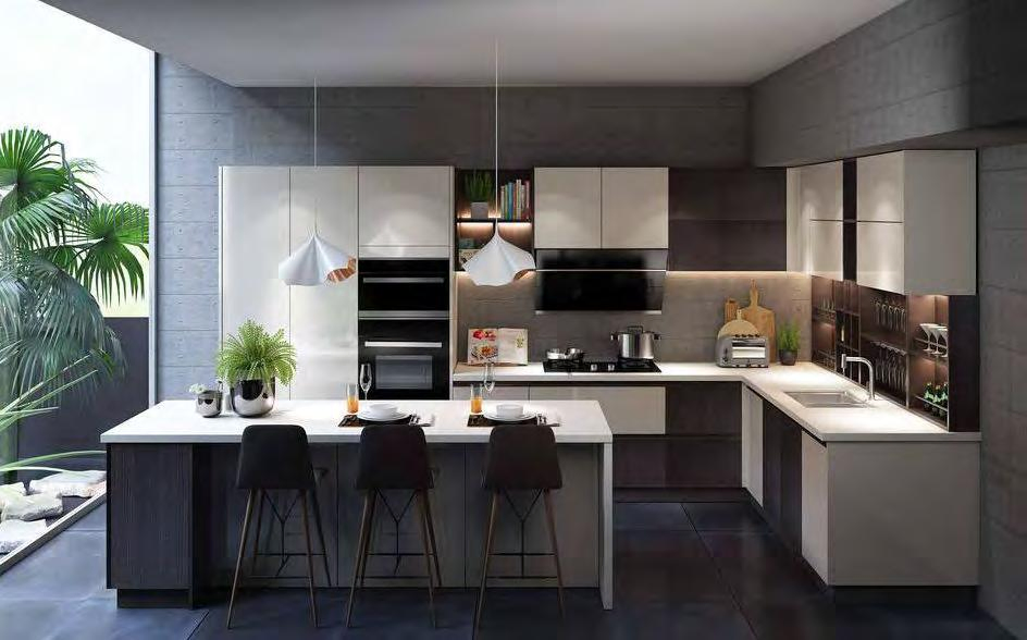 Customized MDF Laminate Kitchen Cabinets