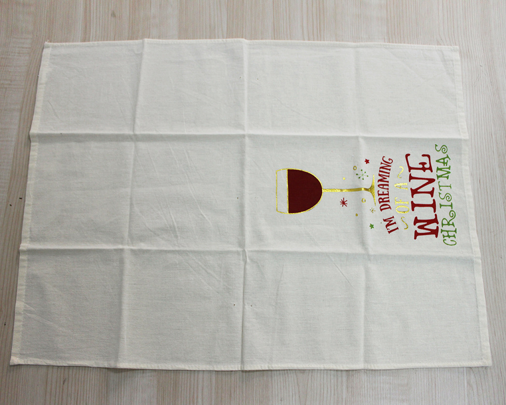 OEM Custom Logo Printed Promotional Cotton Linen Kitchen Dish Cloth Tea Towel Dish Towel