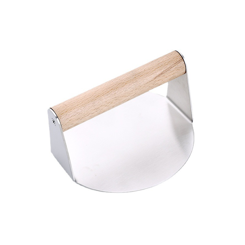 Steak Weight with Bamboo Wood Handle- Cast Iron Grill Press