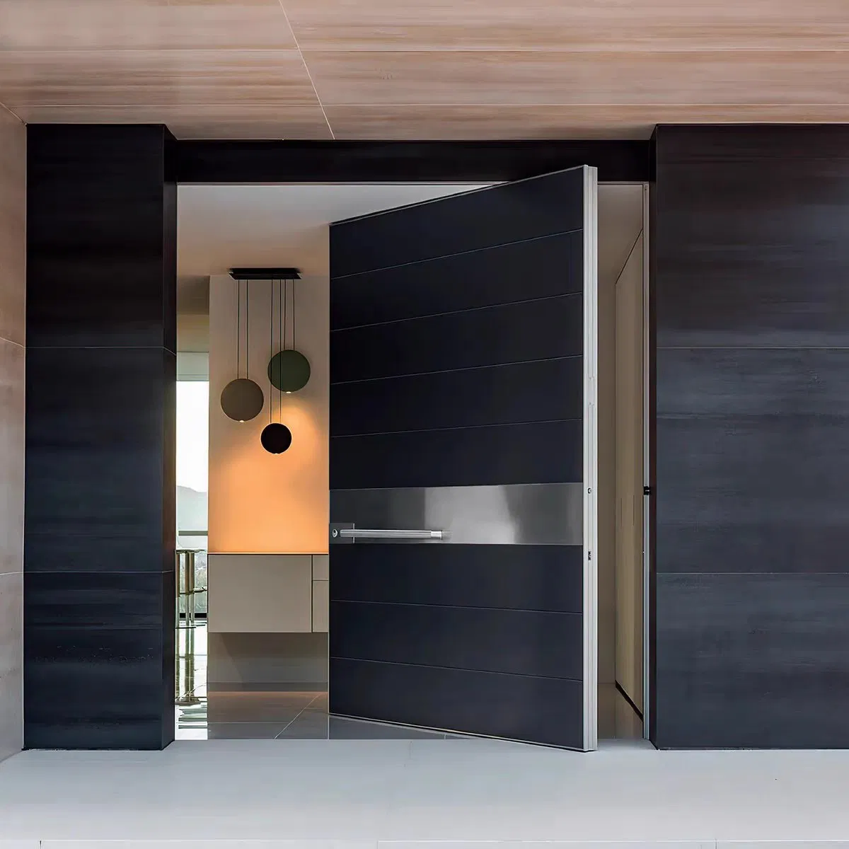 Luxury Exterior Front Villa Entrance Entry External Metal Aluminum Pivot Door for Home