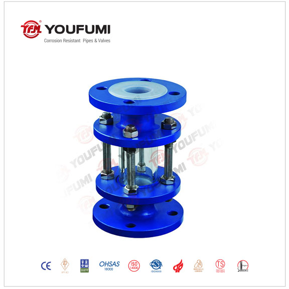 PFA Lined Sight Glass for Chemical Pipeline
