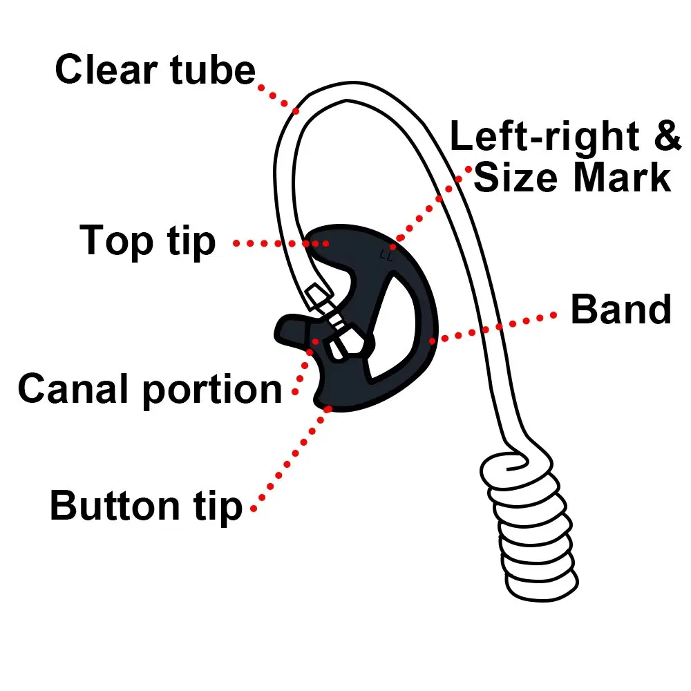 Two Way Radio Ear Tip Replacement Soft Silicone Earmould Earpiece Suitable for Walkie Talkie Air Tube Earphones Earmold