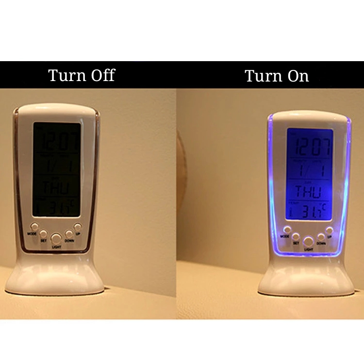 LED Night Light Desk Clock Music Alarm Electronic Calendar
