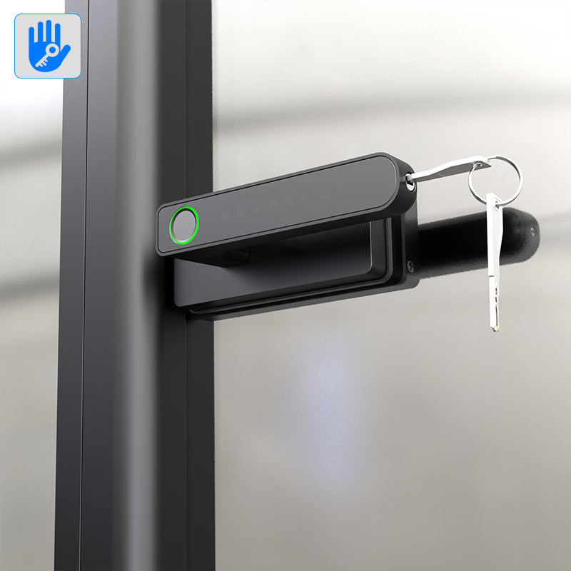 Fingerprint Aluminum Electric Sliding Glass Door Locks Unlock by Ttlock APP Password Card Keys