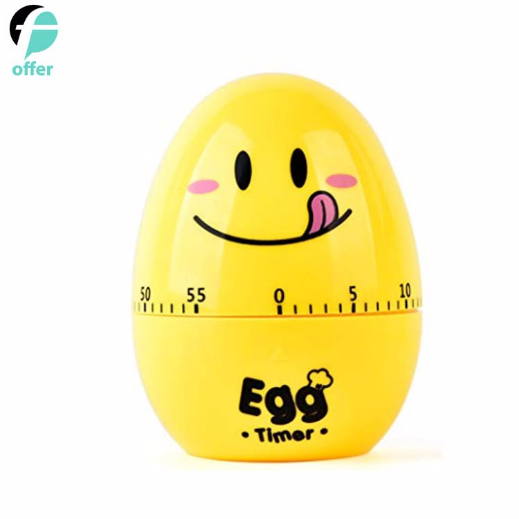 60 Minutes White Funny Mechanical Home Kitchen Egg Timer for Cooking, Kids