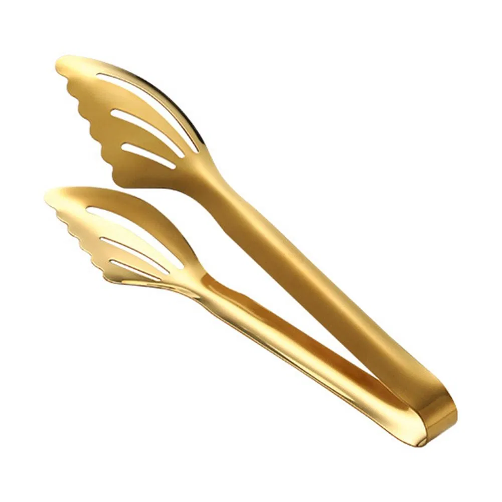 Stainless Steel Food Tongs Kitchen Utensils Buffet Cooking Tool Golden Stable Anti Heat Bread Beef Clip Pastry Clamps