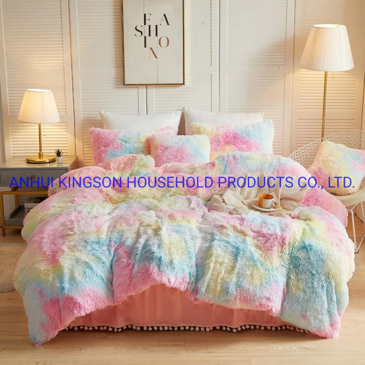 3 Pieces Luxury Shaggy Faux Fur Duvet Cover Set Soft Fluffy Fuzzy Comforter Cover Set