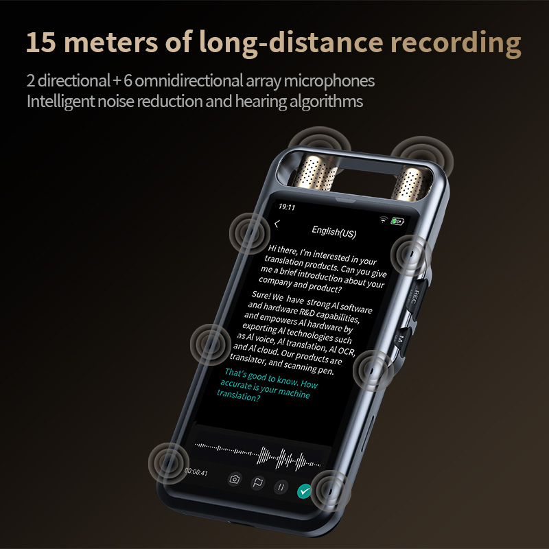 Портативный диктофон M5 с переводчиком, 5.0" сенсорный экран