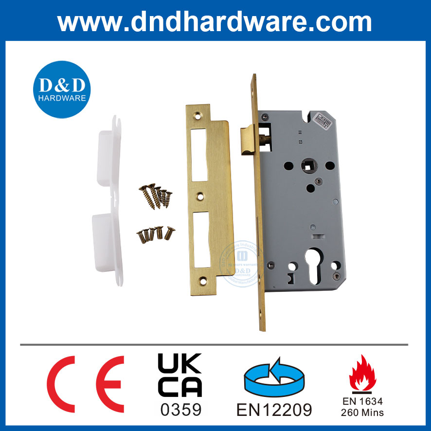 Metal Door Safety Double Cylinder Satin Brass Best Door Accessories